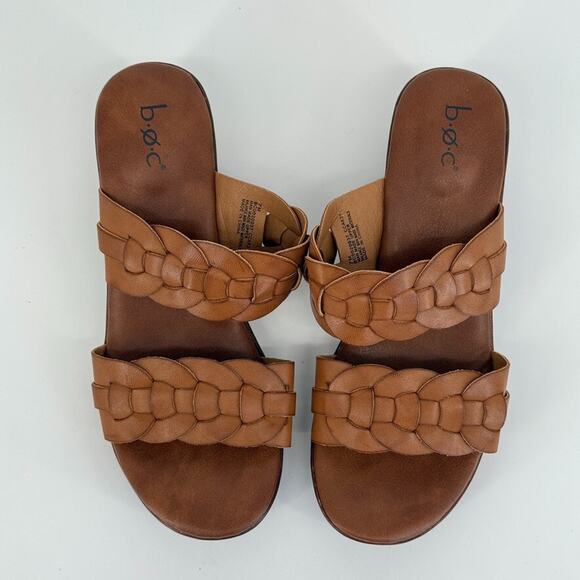BOC by Born Jillian Block Heel Double Strap Slide Sandal Tan Size 7 Summer Retro - Picture 3 of 10